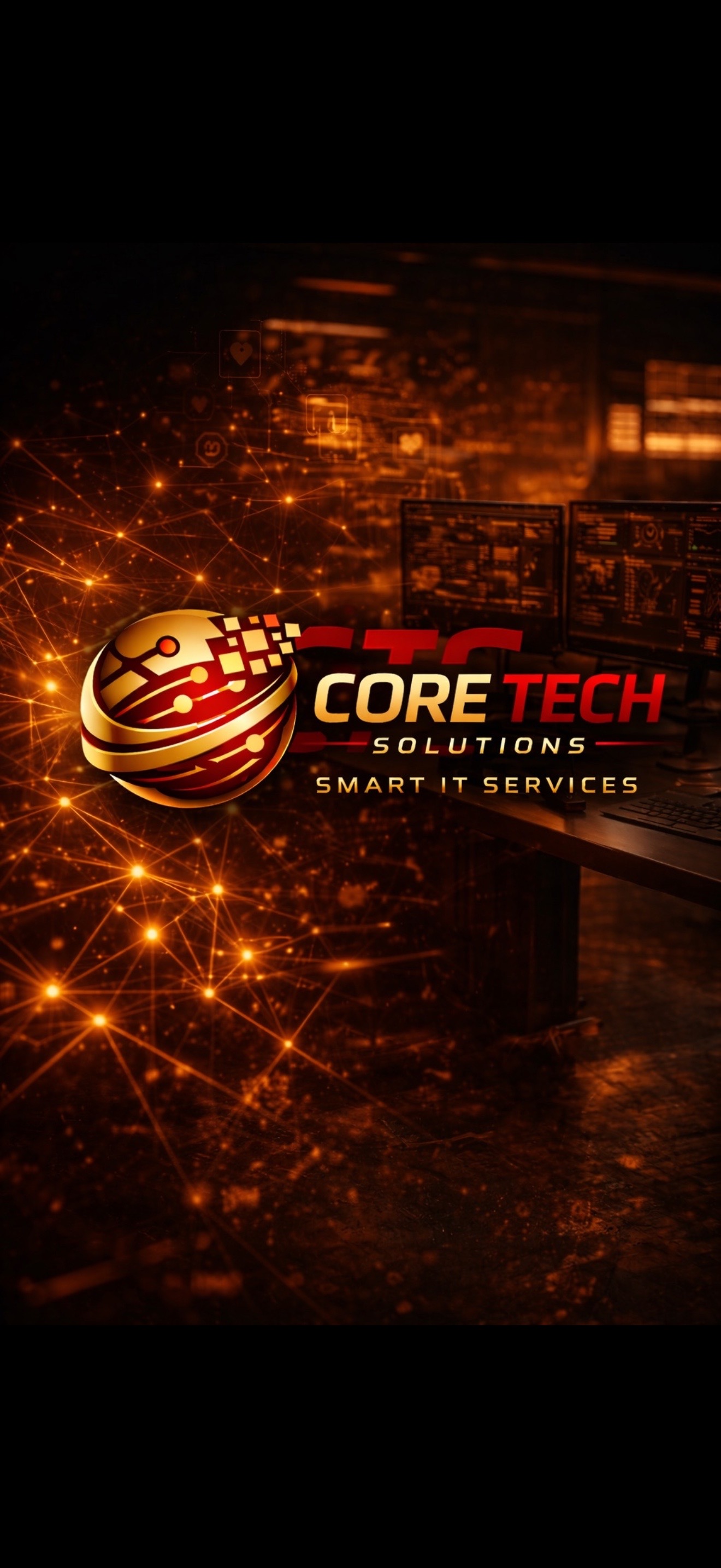 CTS Core Tech Solutions gold and red technology artwork
